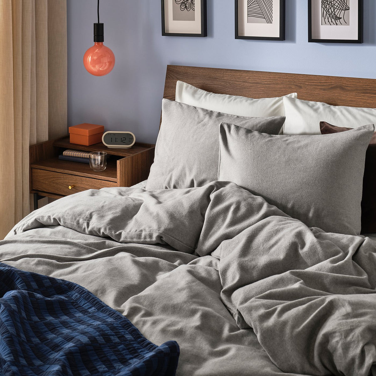 GROVSNÄRJA duvet cover and 2 pillowcases, grey/mélange, 240x220/50x80 cm