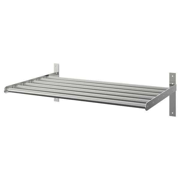 GRUNDTAL drying rack, wall, stainless steel, 67-120 cm