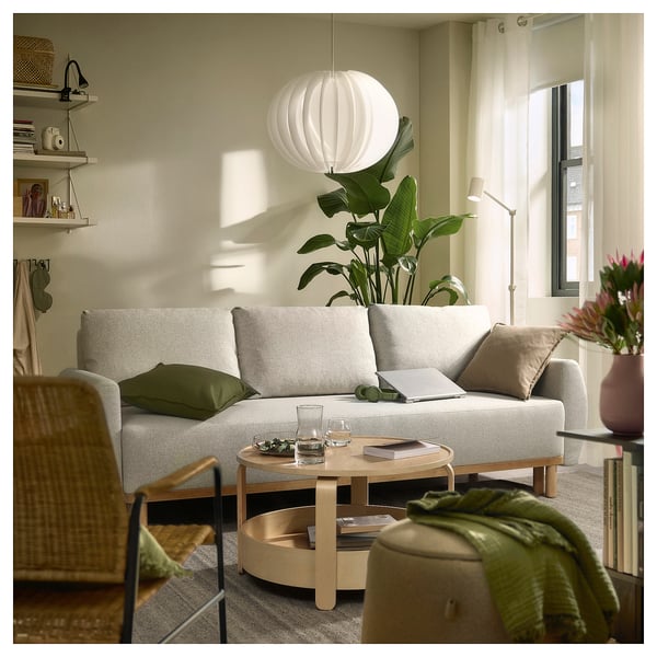 GRUNNARP 3-seat sofa-bed, Gunnared beige, 232x80x89 cm