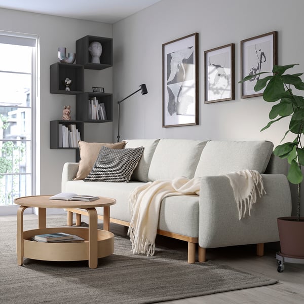 GRUNNARP 3-seat sofa-bed, Gunnared beige, 232x80x89 cm