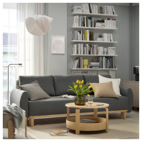 GRUNNARP 3-seat sofa-bed, Gunnared medium grey, 232x80x89 cm