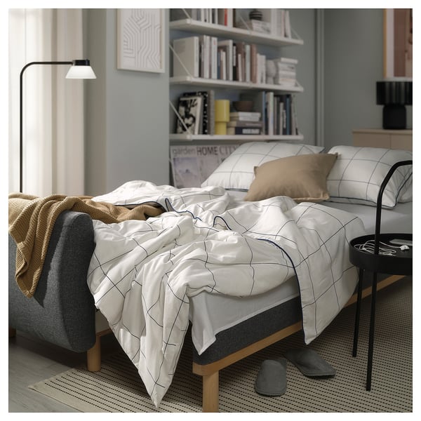 GRUNNARP 3-seat sofa-bed, Gunnared medium grey, 232x80x89 cm