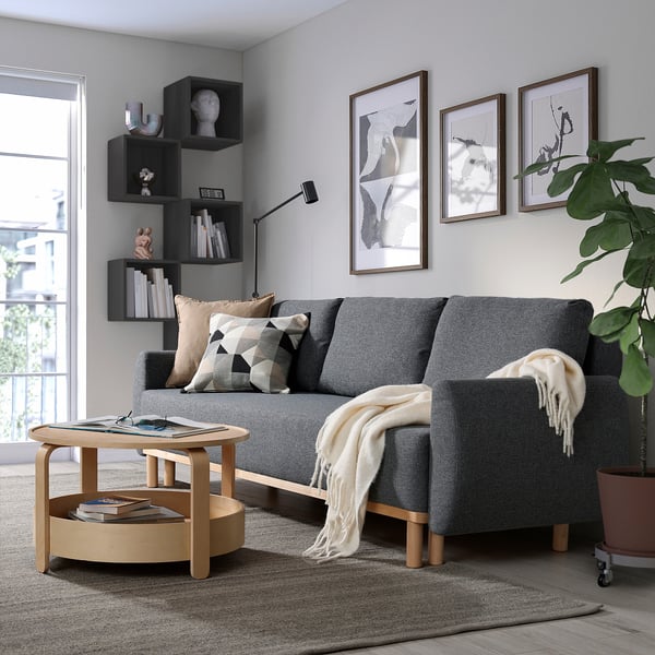 GRUNNARP 3-seat sofa-bed, Gunnared medium grey, 232x80x89 cm
