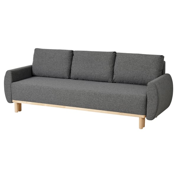 GRUNNARP 3-seat sofa-bed, Gunnared medium grey, 232x80x89 cm