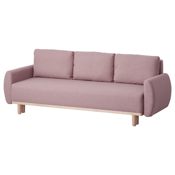 GRUNNARP 3-seat sofa-bed, Gunnared light brown-pink, 232x80x89 cm