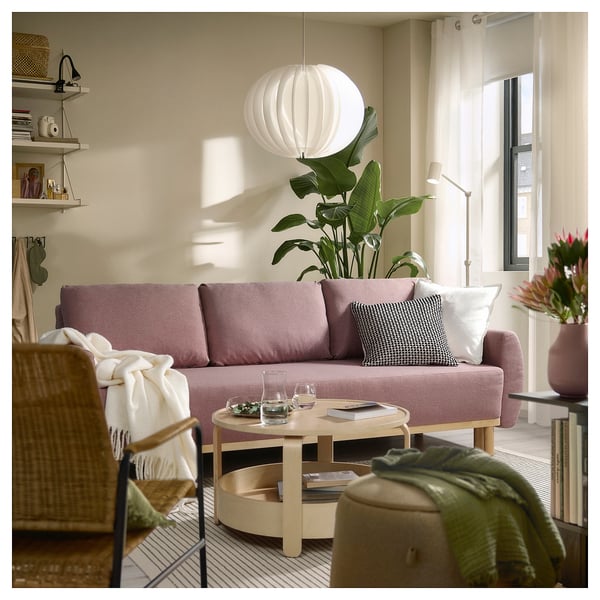 GRUNNARP 3-seat sofa-bed, Gunnared light brown-pink, 232x80x89 cm