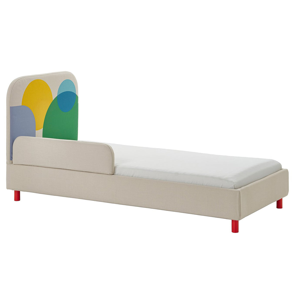 GRYSNA upholstered bed frame, Vissle beige/multicolour, 90x200 cm