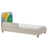 GRYSNA upholstered bed frame, Vissle beige/multicolour, 90x200 cm