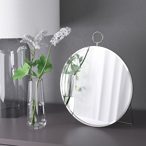 GRYTÅS - Mirror, silver-colour, 25 cm