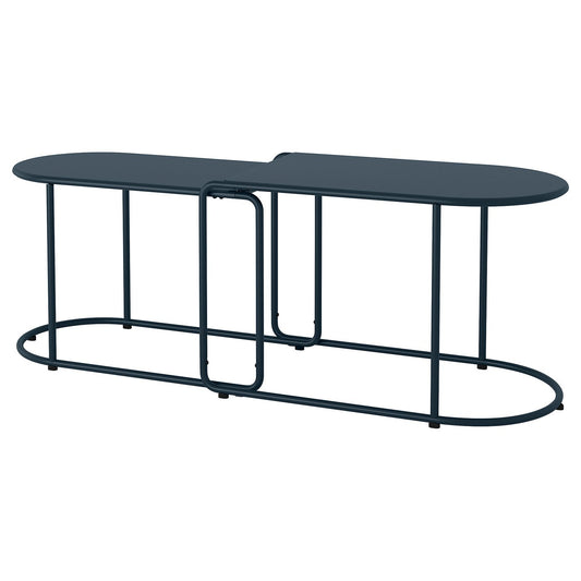GRYTSHOLM nest of tables, set of 2, outdoor/black-blue