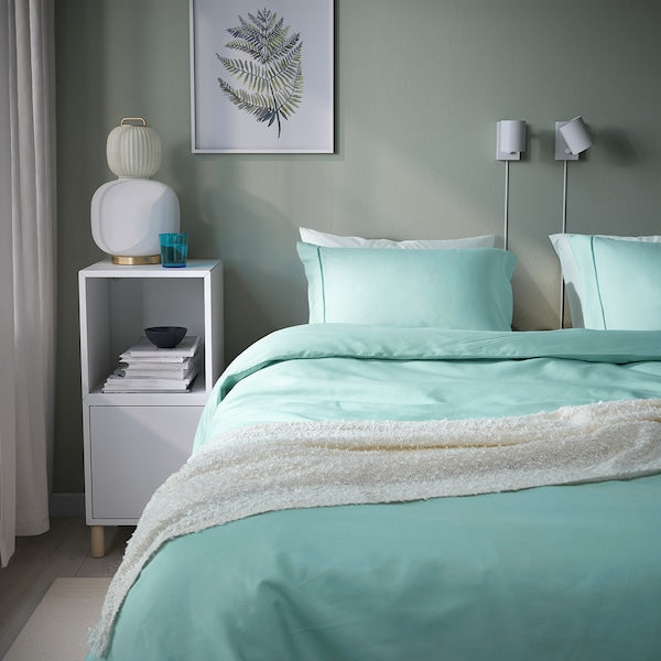 GUCKUSKO - Duvet cover and 2 pillowcases, light turquoise, 240x220/50x80 cm