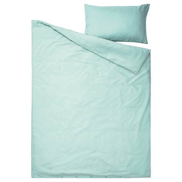 GUCKUSKO - Duvet cover and pillowcase, light turquoise, 150x200/50x80 cm