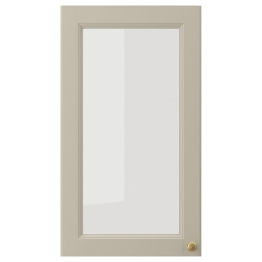 GULDDRAGARE glass door, beige/clear glass, 38x67 cm