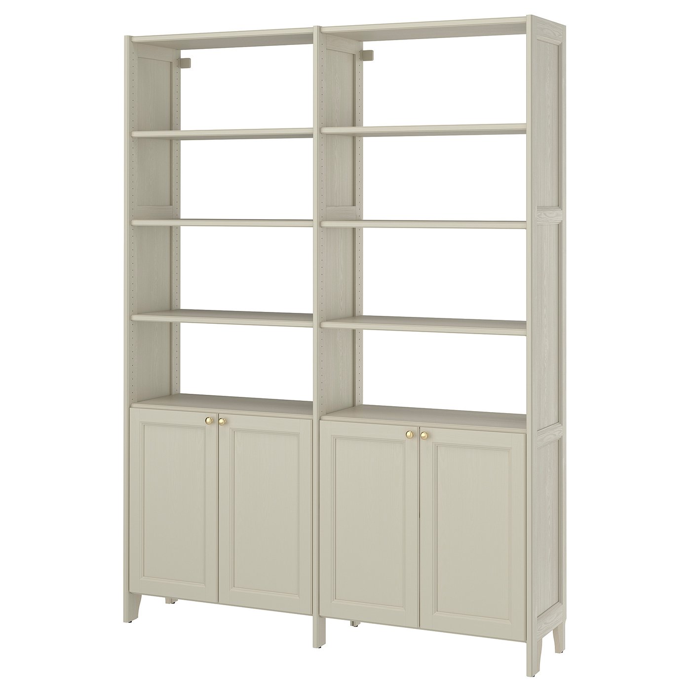 GULDDRAGARE storage combination, beige/with 4 doors with shelves, 159x37x216 cm