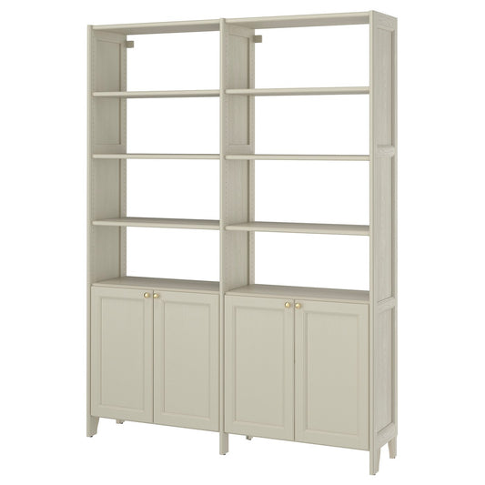 GULDDRAGARE storage combination, beige/with 4 doors with shelves, 159x37x216 cm