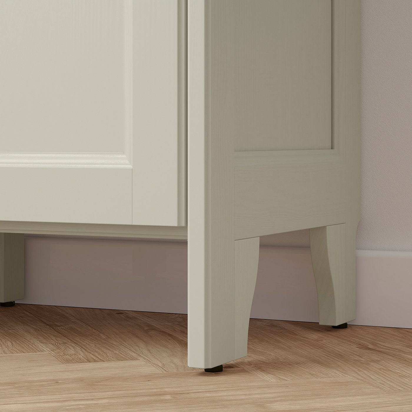 GULDDRAGARE storage combination, beige clear glass/with doors with shelves, 200x37x216 cm