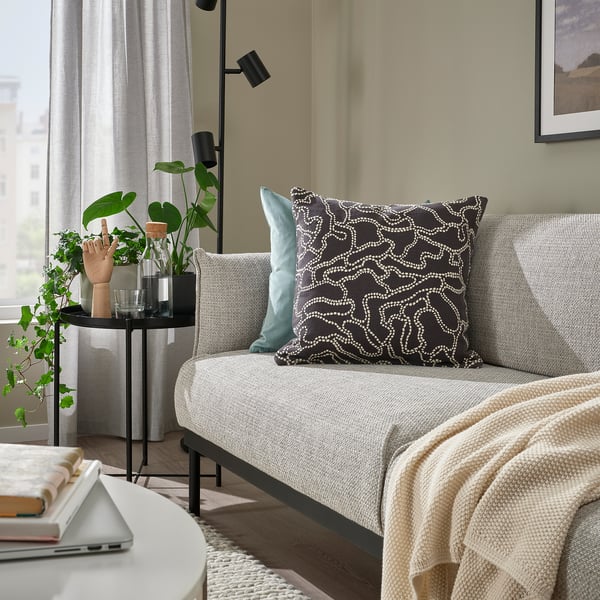 GULDFLY cushion cover, anthracite/off-white, 50x50 cm