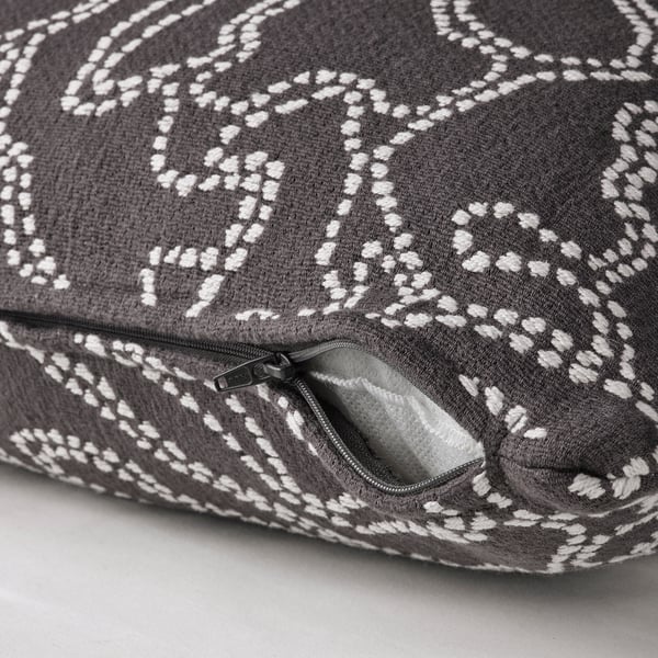 GULDFLY - GULDFLY Cushion cover, anthracite/off-white, 50x50 cm