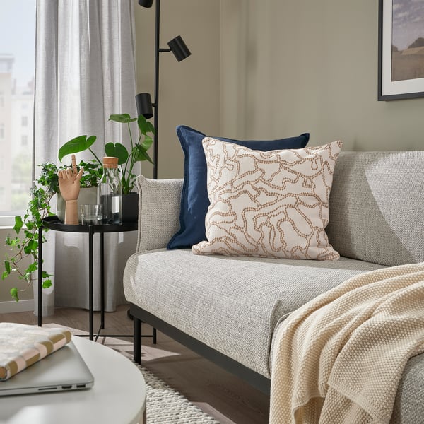 GULDFLY - GULDFLY Cushion cover, off-white/yellow-beige, 50x50 cm