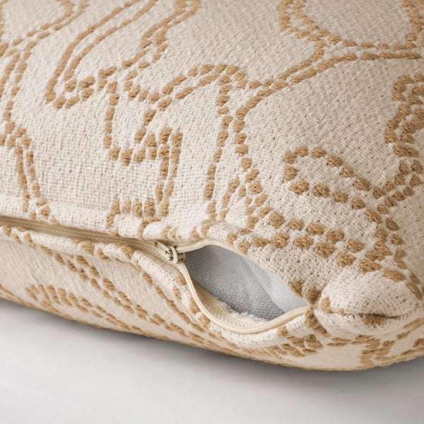 GULDFLY - GULDFLY Cushion cover, off-white/yellow-beige, 50x50 cm