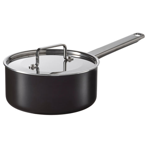 GULDÖRING saucepan with lid, non-stick coating stainless steel/black-grey, 2 l