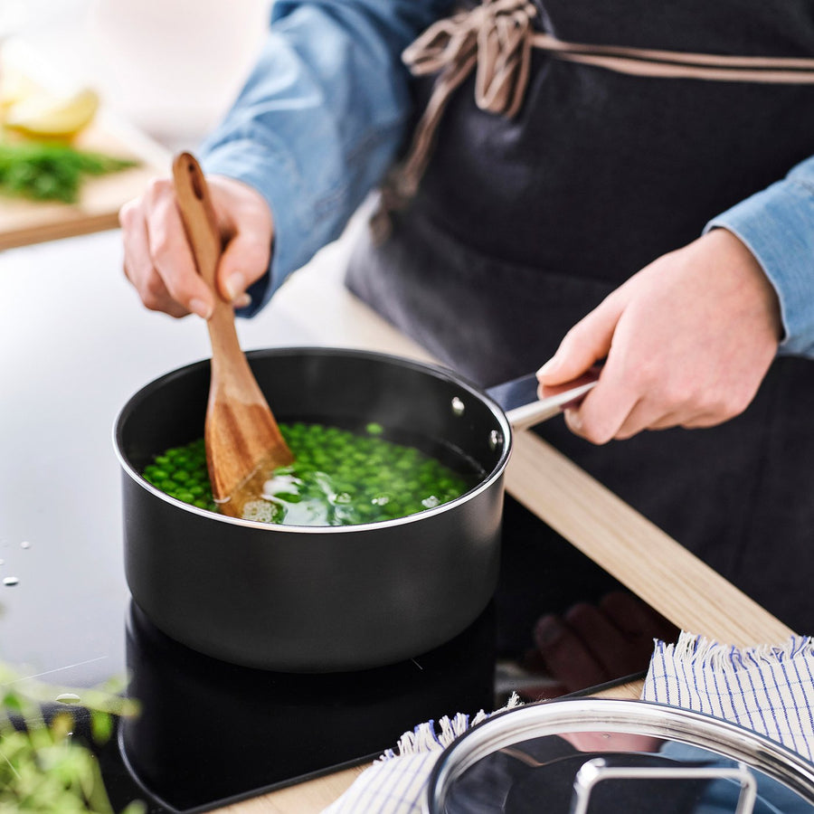 GULDÖRING saucepan with lid, non-stick coating stainless steel/black-grey, 2 l