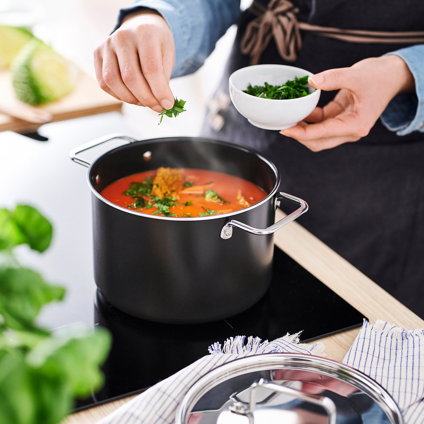 GULDÖRING pot with lid, non-stick coating stainless steel/black-grey, 3 l