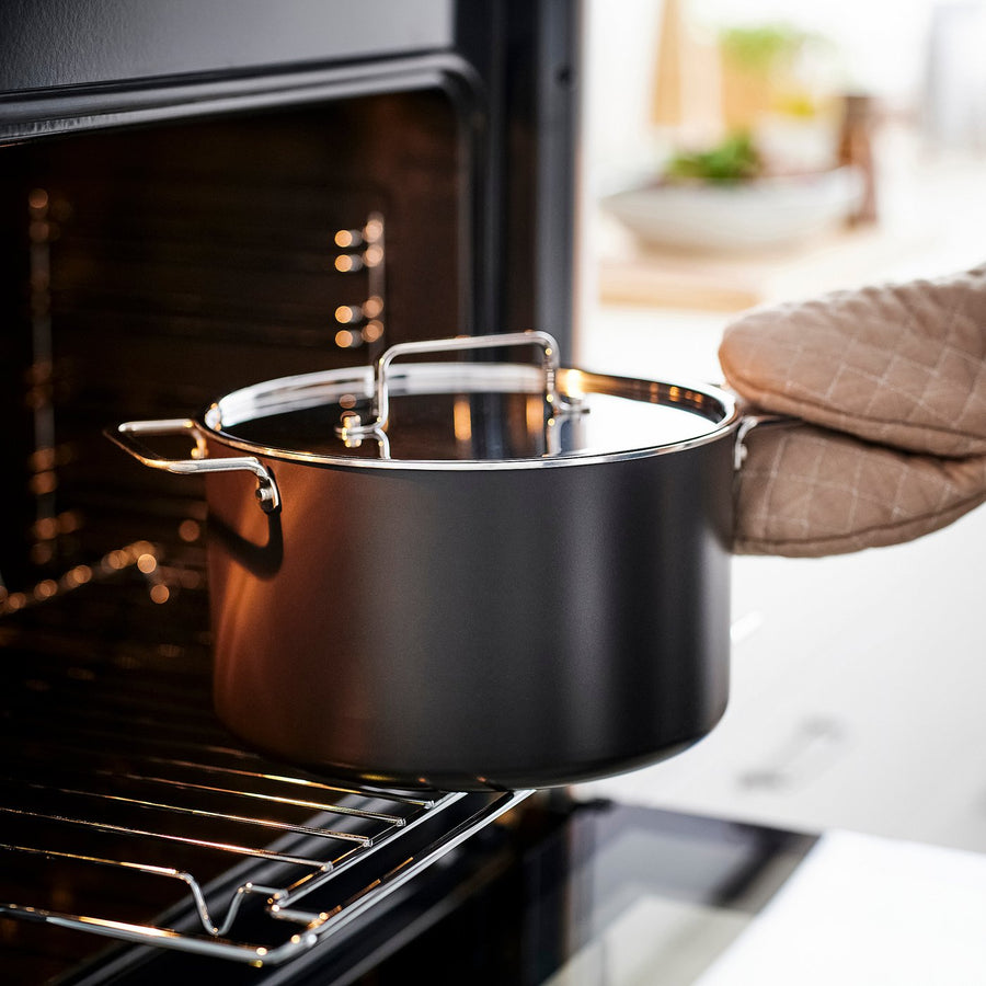 GULDÖRING pot with lid, non-stick coating stainless steel/black-grey, 5 l