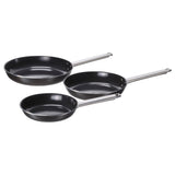 GULDÖRING frying pan, set of 3, non-stick coating stainless steel/black-grey