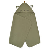 GULDVÄVARE baby towel with hood, green, 60x125 cm