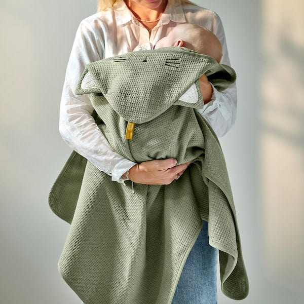 Ikea GULDVÄVARE - Hooded bathrobe, green,60x125 cm