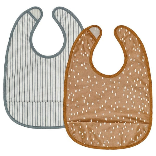 GULDVÄVARE bib, dark yellow/white, 38.5x27.5 cm, 2 pack