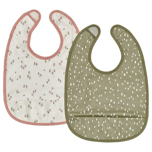 GULDVÄVARE bib, green/white, 38.5x27.5 cm, 2 pack