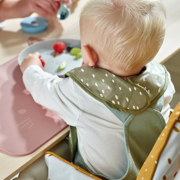 GULDVÄVARE bib, green/white, 38.5x27.5 cm, 2 pack