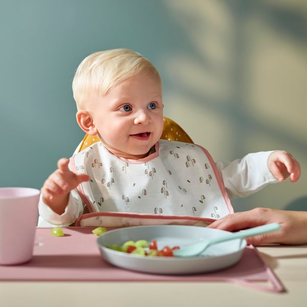 GULDVÄVARE bib, green/white, 38.5x27.5 cm, 2 pack