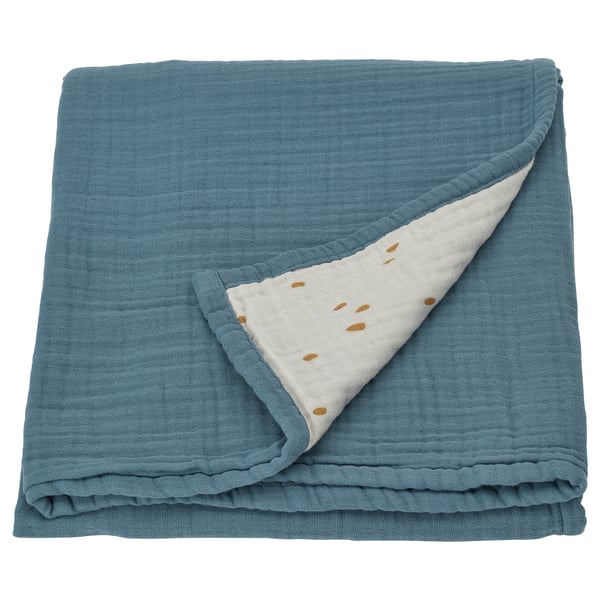 GULDVÄVARE blanket, blue/white dotted, 80x100 cm