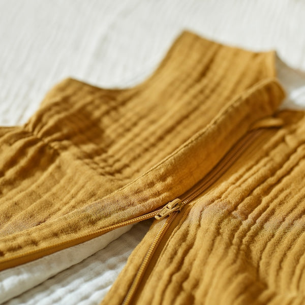 GULDVÄVARE sleep bag, dark yellow/beige, 6-18 months