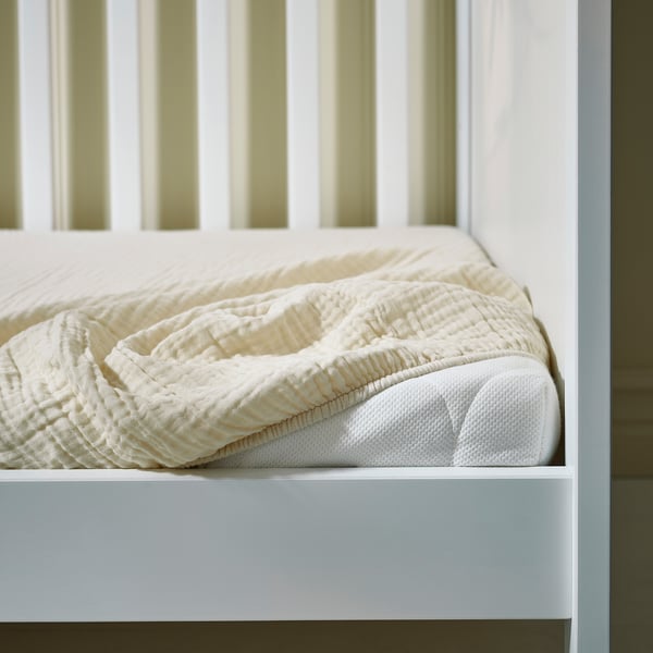 GULDVÄVARE 3-piece bedlinen set for cot, pale pink/beige, 60x120 cm