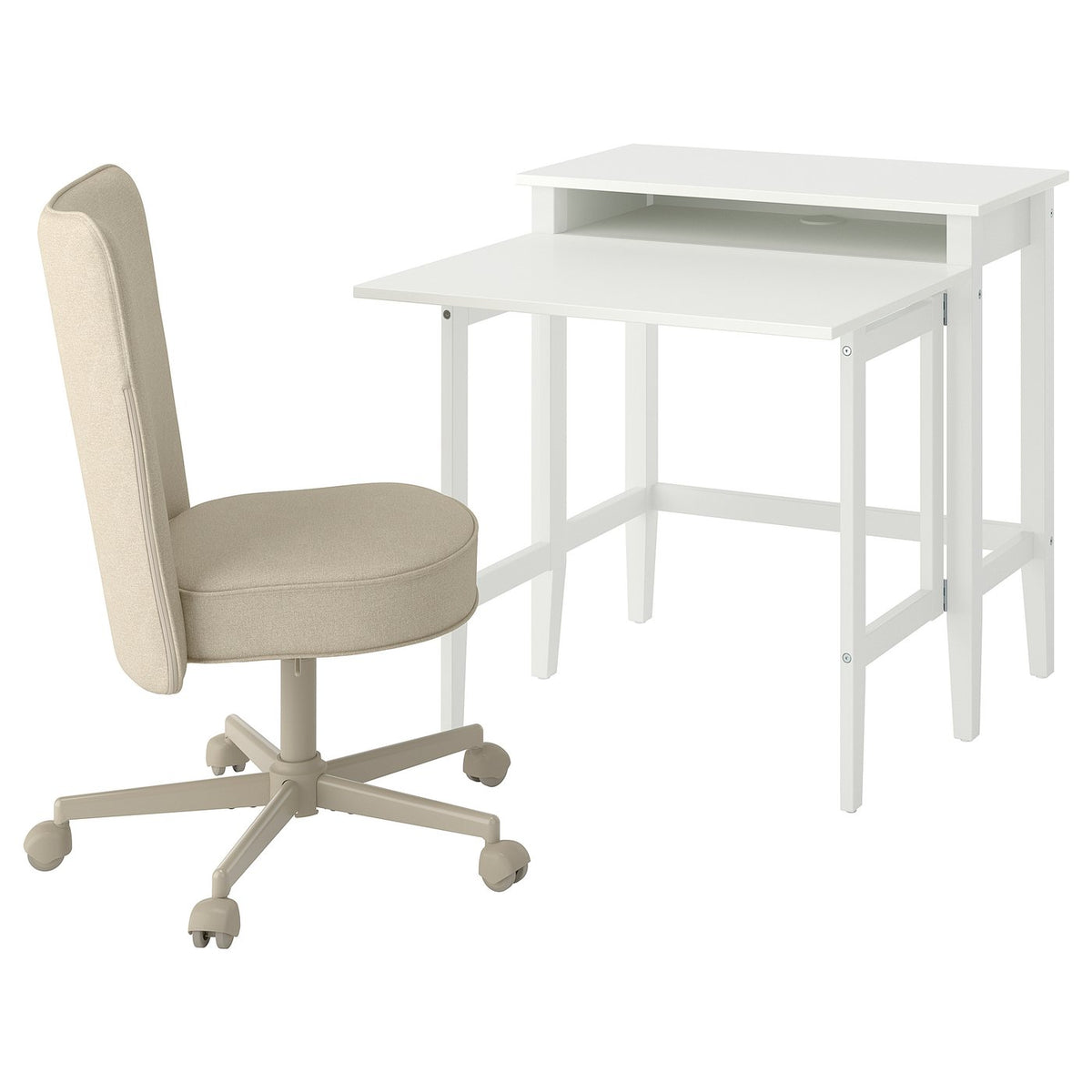 GULLABERG / BRYTNING desk and chair, white/beige, 84x41 cm