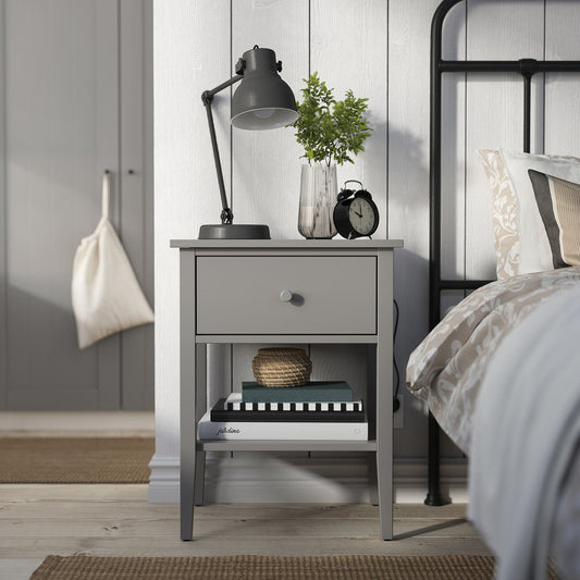 GULLABERG bedside table, with 1 drawer with shelf/grey, 53x43x69 cm