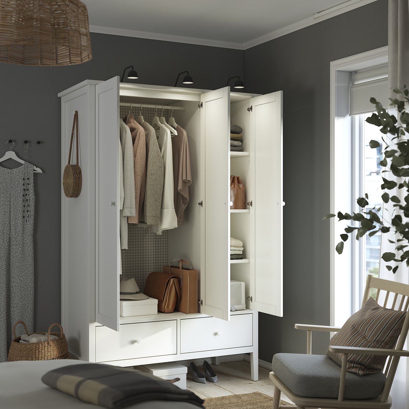 GULLABERG wardrobe, white, 128x64x201 cm