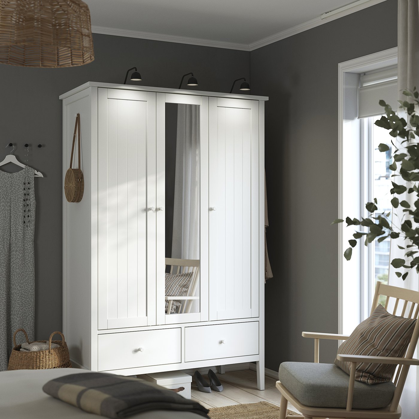 GULLABERG wardrobe, white, 128x64x201 cm