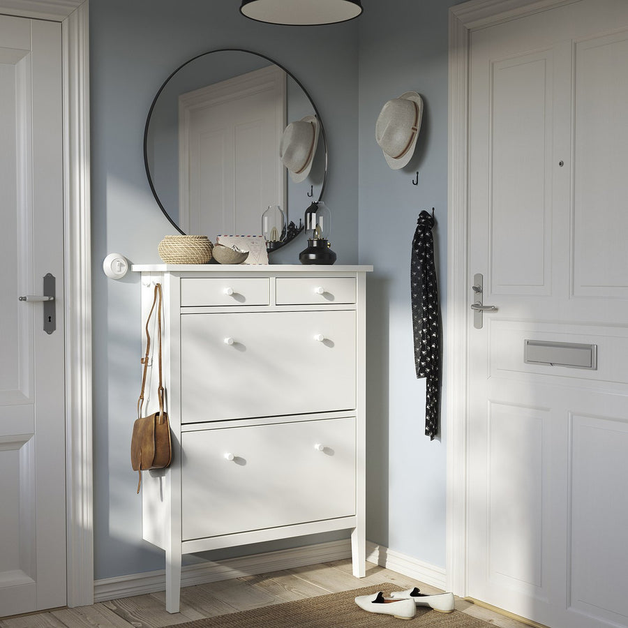 GULLABERG shoe cabinet with 2 compartments, white, 88x30x122 cm