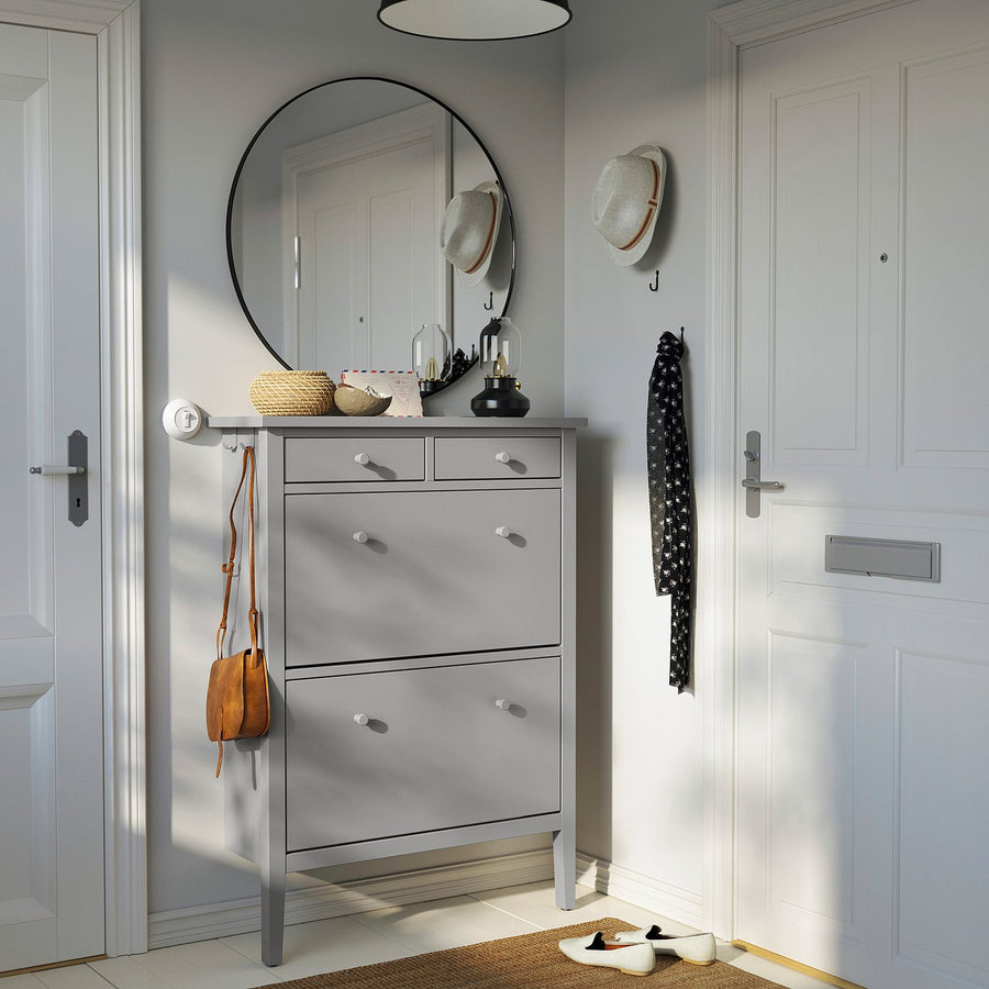 GULLABERG shoe cabinet with 2 compartments, grey, 88x30x122 cm