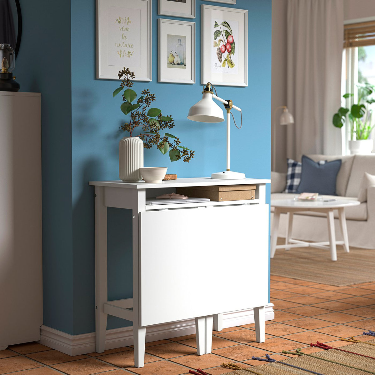 GULLABERG gateleg desk, white, 84x41/91x85 cm