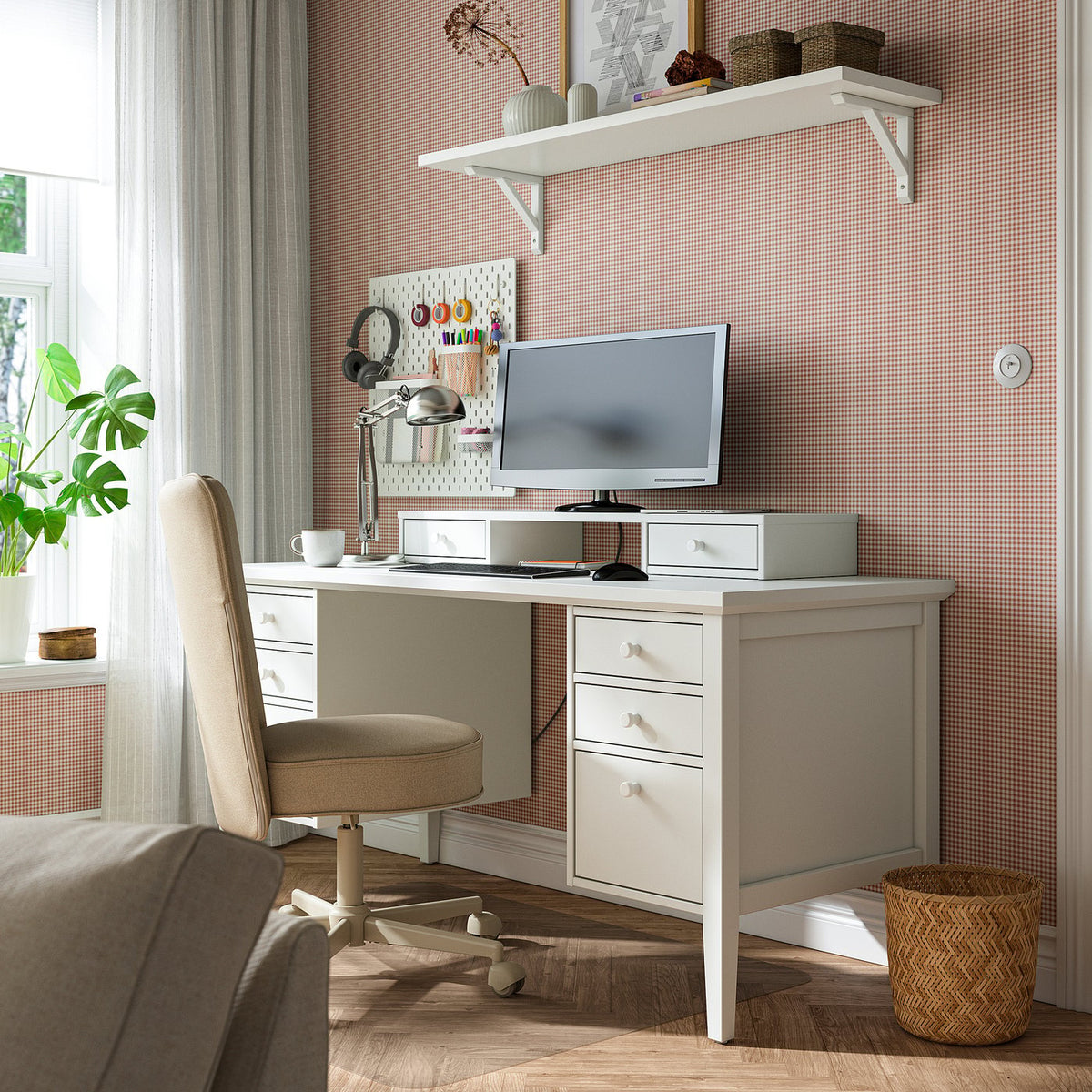 GULLABERG desk, white, 155x65x75 cm