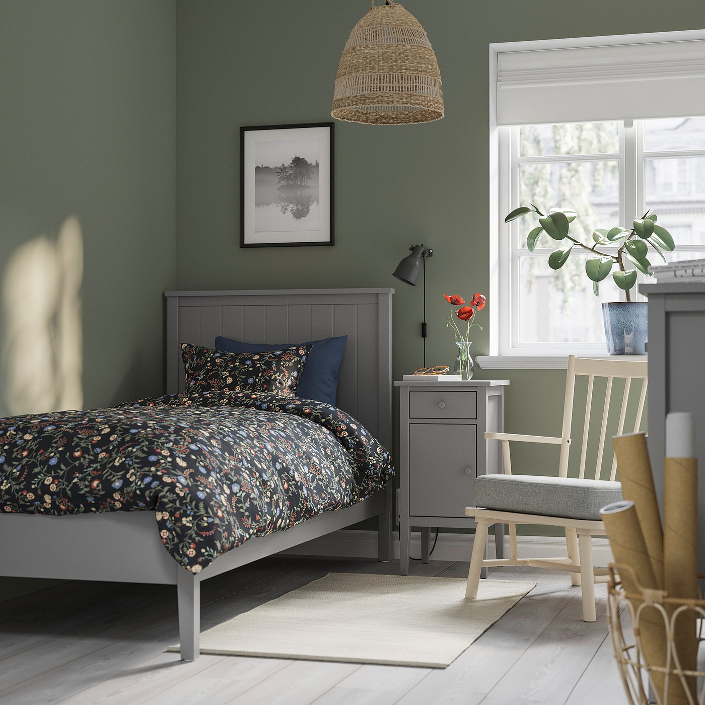 GULLABERG bedroom furniture, set of 2, grey, 90x200 cm