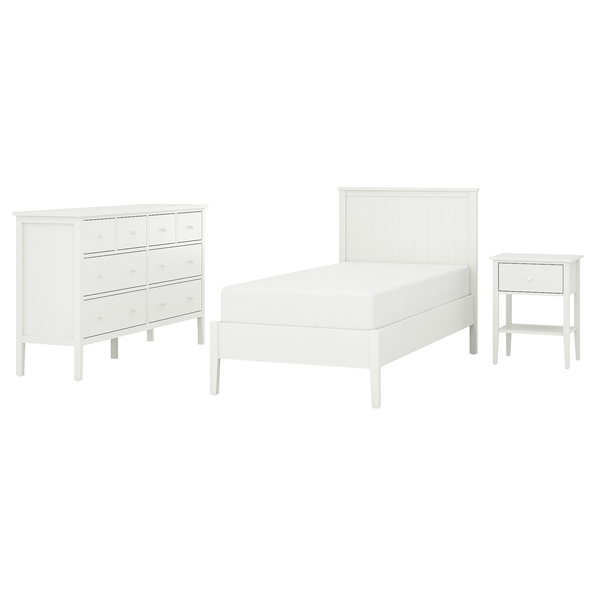 GULLABERG bedroom furniture, set of 3, white, 90x200 cm