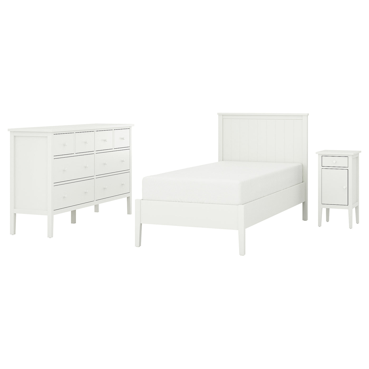 GULLABERG bedroom furniture, set of 3, white, 90x200 cm