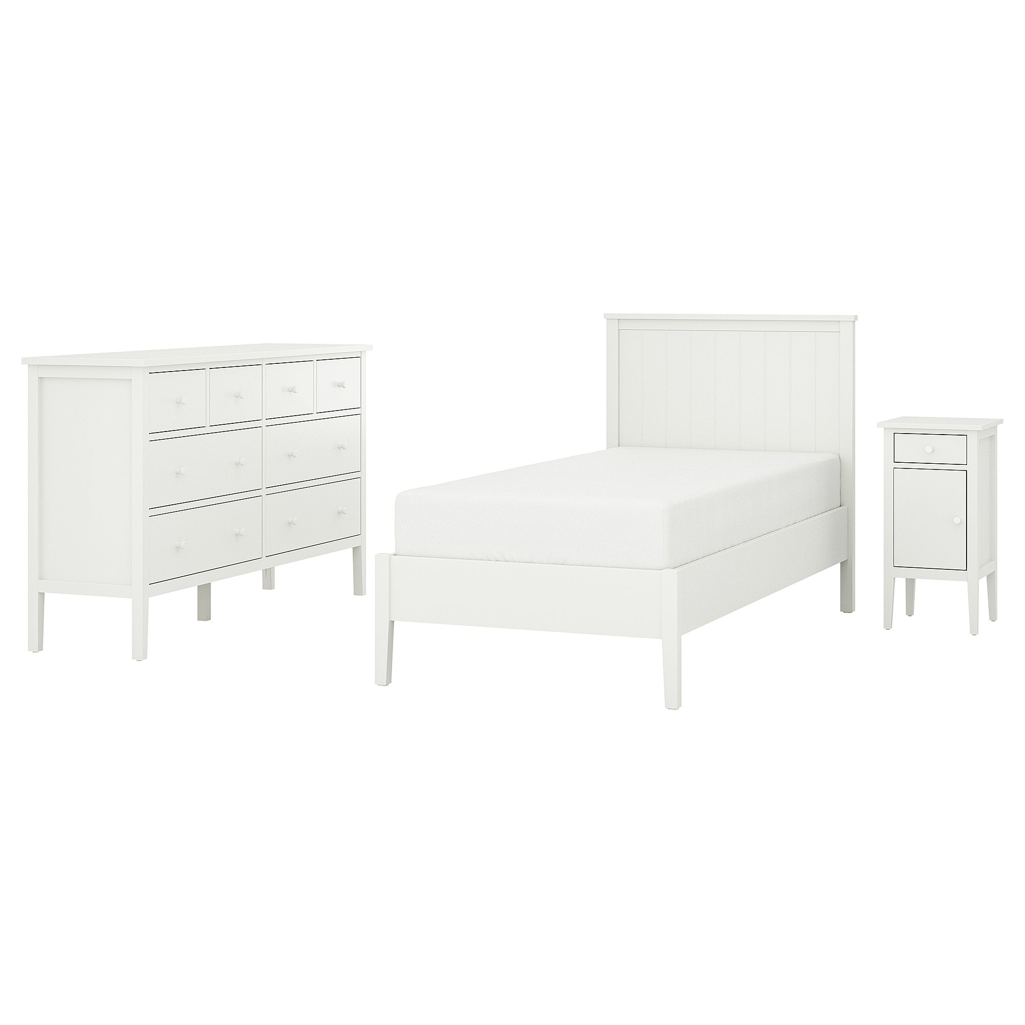 GULLABERG bedroom furniture, set of 3, white, 90x200 cm